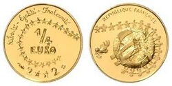 2002, Gold-Gedenkmünze zu 1/4 Euro, First European Quarter, ...