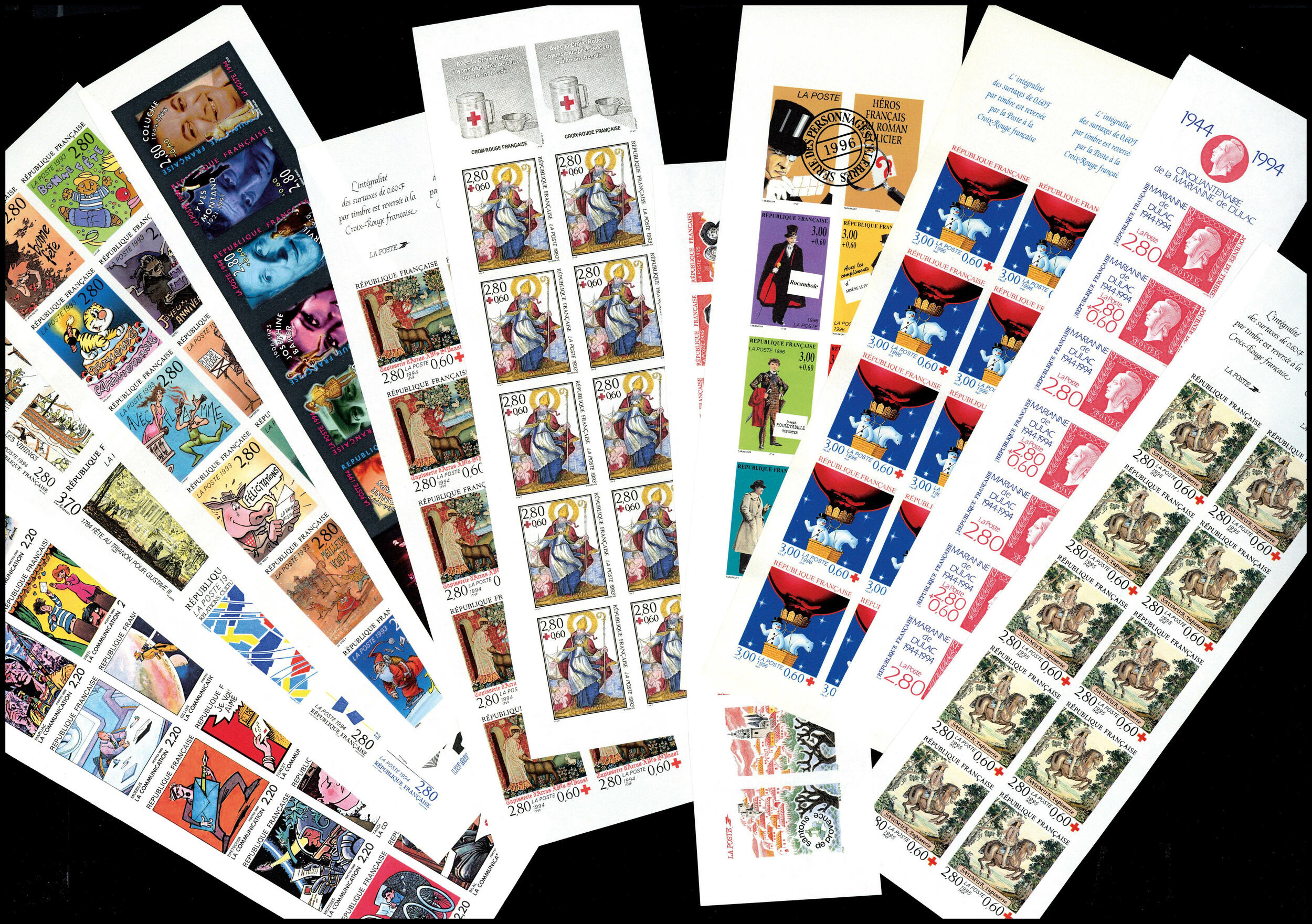 11 CARNETS différents, 1988-1996, Non Dentelés, Croix Rouge, ...