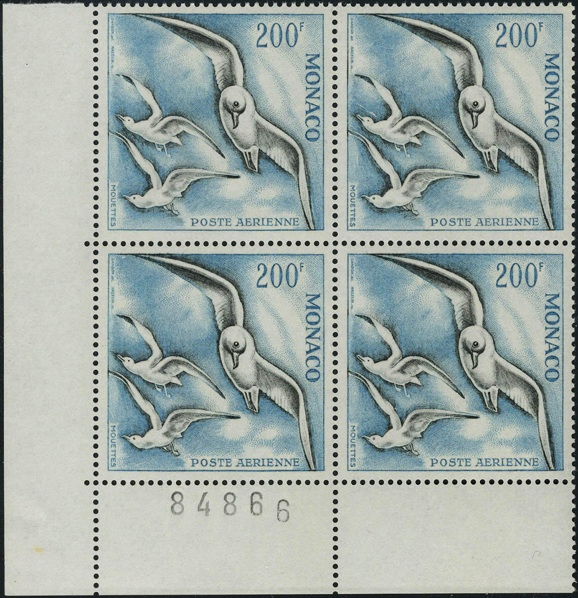 N° 66/68, La série Oiseaux dent. 13 en Blocs de 4 CdF, Superbe