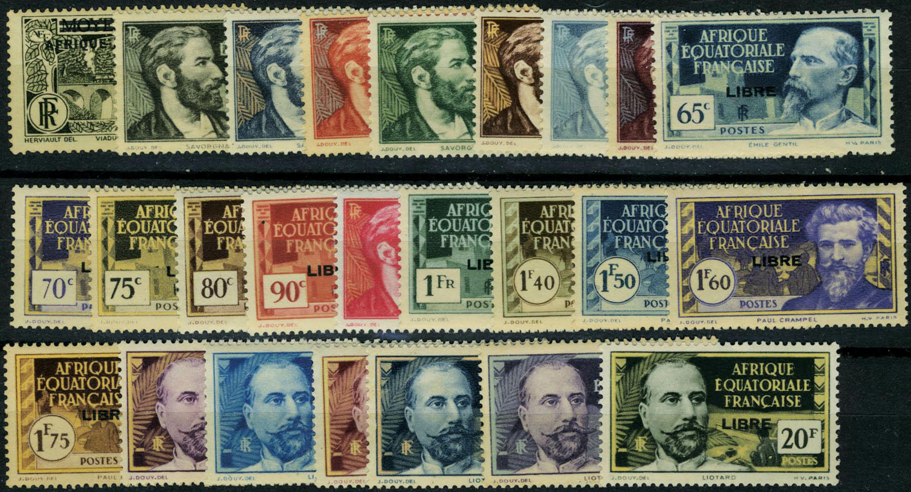 N° 102/27, la série FRANCE LIBRE (sauf 5F), gomme coloniale * et ** ...