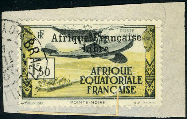 N° 14, 1f50 Afrique Equatoriale Française Libre obl. s/petit ...