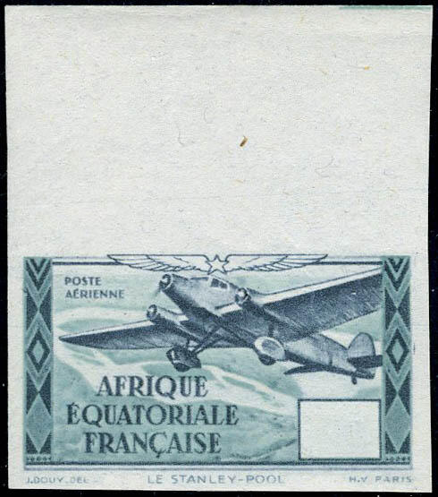 N° 36b, Type Stanley-Pool bleu et vert Non-dentelé, valeur omise ...