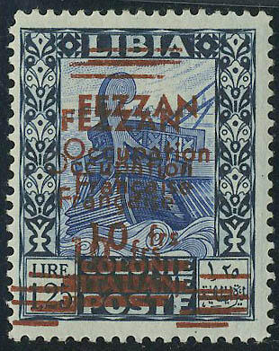 N° 8a, 10f sur 1.75 bleu, double surcharge, T.B. signé Brun + ...