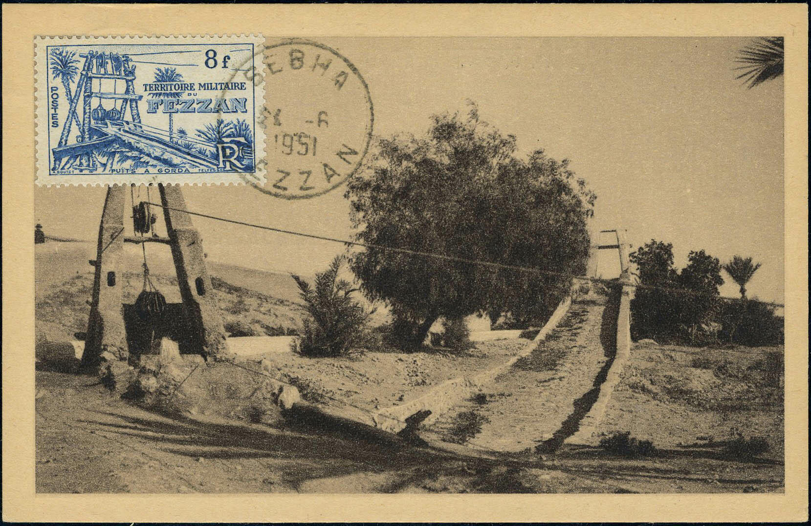 N° 47, 8F Puits à Gorda s/CP Maxi. CàD Sebha 24.6.1951, TB