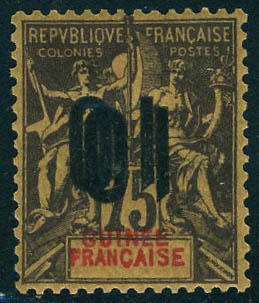 N° 54a, 10 sur 75c, double surcharge renversée, T.B