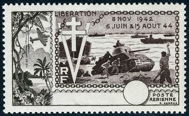 N° 22b, Libération sans légende ni valeur faciale sépia unicolore ...