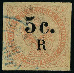 N° 3, 5c sur 40c orange T.B. signé Brun