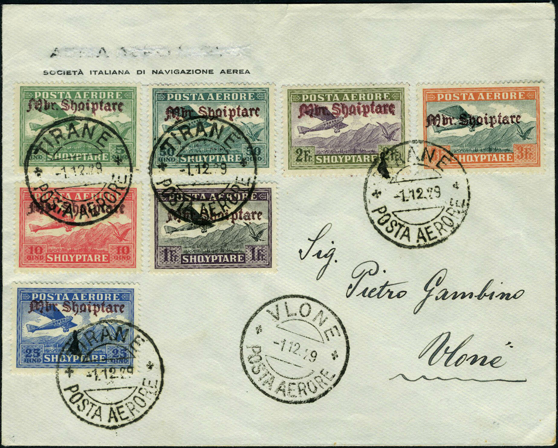 N° 22/8, la série complète, OBL 1er Jour 1/12/29 s/lettre locale, ...