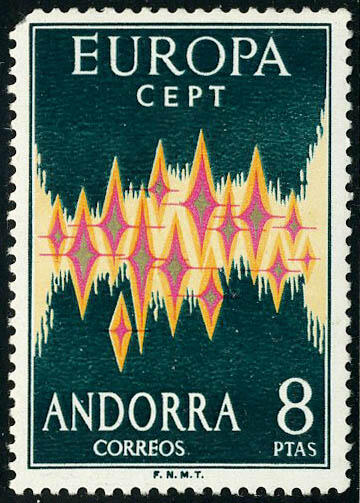 N° 64A, EUROPA 1972 x 4 ex. dents courtes, sinon TB