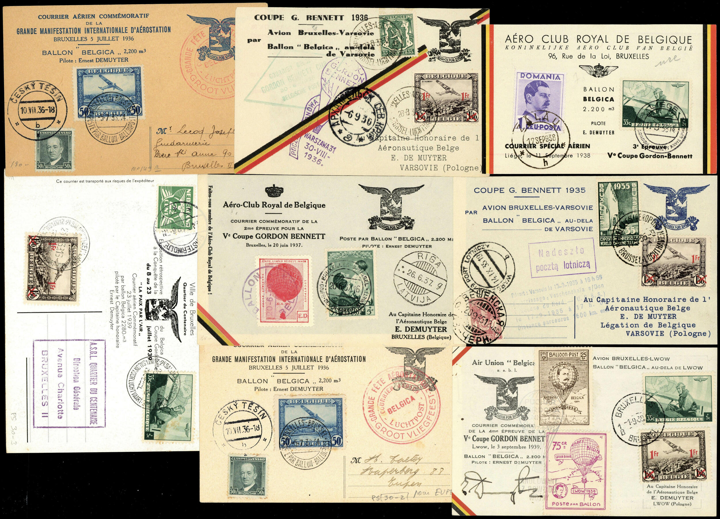 8 Plis différents Gordon Bennett entre 1935 ET 1939, TB - Photo WEB