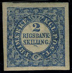 N° 1, 2 sk. bleu, grandes marges, SUPERBE, signé Brun