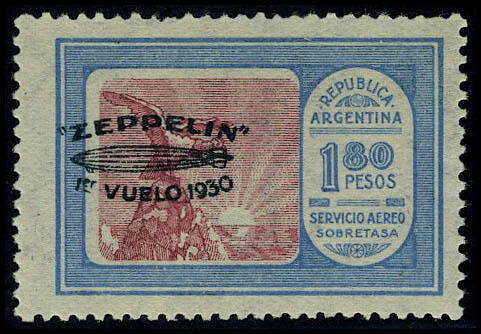 N° 19A/F, Zeppelin surcharge verte, TB, signé Brun