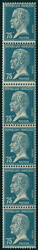 N° 15, 75c Pasteur, roulette verticale de 6ex, cl sur 1ex, T.B. rare