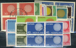 1970, Année complète 41 val. en blocs de 4 avec oblitération ...