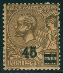 N° 70a, 45 sur 50, double surcharge, T.B. signé Calves