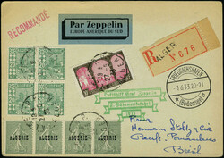 Zeppelin 2 SAF 1933, CP recommandée Alger 27.5.33 avec N° 84 + ...