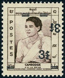 N° 135, 3r s/2.50 Reine Kossamak surcharge renversée, TB - Signé ...