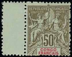 N° 45a, 50c bistre sur azuré avec double légende, bdf, T.B. signé ...