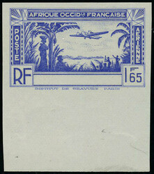 Type PA de 1940, 1f65 bleu sans la légende Côte d'Ivoire, ND, non ...
