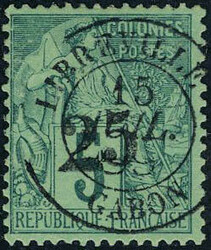 N° 8, 25 s/5c vert, cachet à date central SUP