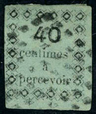 N° 2, 40c noir s/bleu, SUPERBE, ce timbre n'existe que oblitéré, ...