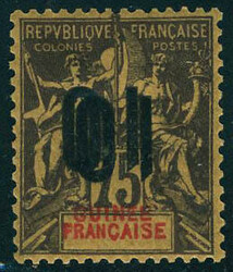 N° 54a, 10 sur 75c, double surcharge renversée, T.B