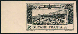 N° 11a, vue de Cayenne, noir sur rose, non dentelé, sans la valeur, ...