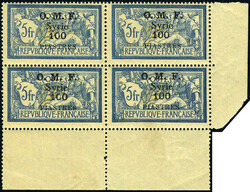 N° 43, 100p s/5f Merson bloc de 4 cdf, SUPERBE, RARE