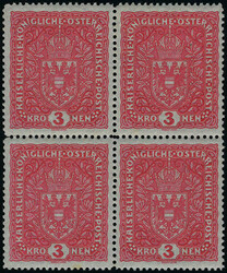 N° 159, 3 k rose, bloc de 4, TB