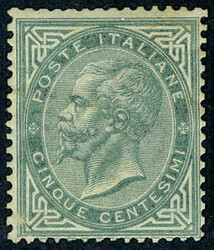 N° 14, 5c gris vert, gomme partielle, TB