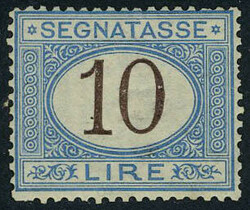 N° 18, 10L bleu et brun, TB, signé Diena + Brun + cert. - Sassone 14