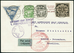 Zeppelin. 1er SAF 1932. C.P. de Riga (18.3.32). Cachet ...