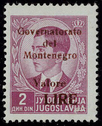 Série surchargée en carmin Governatorato del Montenegro Valore Lire ...