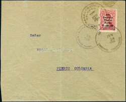 N° 1, Vol Postal Baranquilla Puerto Colombia, sur lettre, CàD de ...