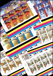 15 timbres différents non dentelés, en feuilles, période 2012-2016 ...