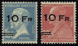 N° 3b/4a, la paire Ile de France, surcharge espacée 8 mm au lieu de ...