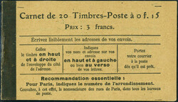 N° 130-C5, 15c Semeuse lignée, carnet de 20 t., 2ème page de ...