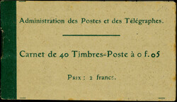N° 137-C3, 5c vert Semeuse camée, carnet de 40 timbres, prix : 2 ...