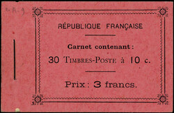 N° 138-C8, 10c rouge Semeuse camée, carnet de 30 timbres feuillets ...