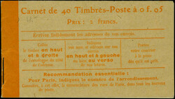 N° 158-C1, 5c orange Semeuse camée, carnet de 40 timbres avec ...