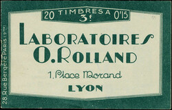 N° 189-C2, 15c brun Semeuse camée, carnet de 20 timbres, couverture ...