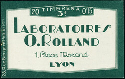 N° 189-C2. 15c brun, Semeuse, carnet de 20 timbres, couverture ...
