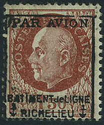 N° 3, 1f50 surchargé Bâtiment de ligne Richelieu, T.B 10% discount ...