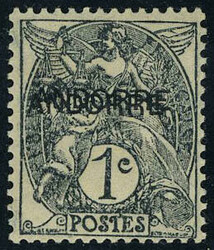 N° 2a, 1c Blanc double surcharge, forte charnière sinon TB, signé ...