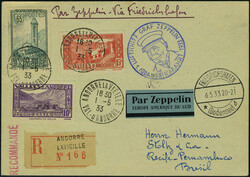 Zeppelin 1 SAF 1933 CP recommandée cd Andorre la Vieille 1.5.33, ...