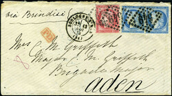 N° 57 + 60, Paire du 25c + 80c s/Lettre Nov 74 pour Aden via ...