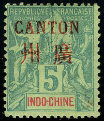 N° 4, 5c vert foncé, surcharge carmin, T.B. signé Bülher 10% ...