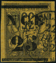 N° 4a. 25 sur 35c, surcharge renversée, T.B. signé Calves 10% ...