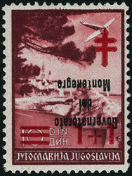 Sassone n°33a. 1+1 s/10d surcharge renversée (Croix Rouge). T.B. ...