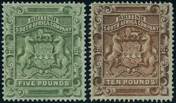 N° 10/11, 5£ brun-olive et 10£ brun-rouge, Superbe, certificat ...